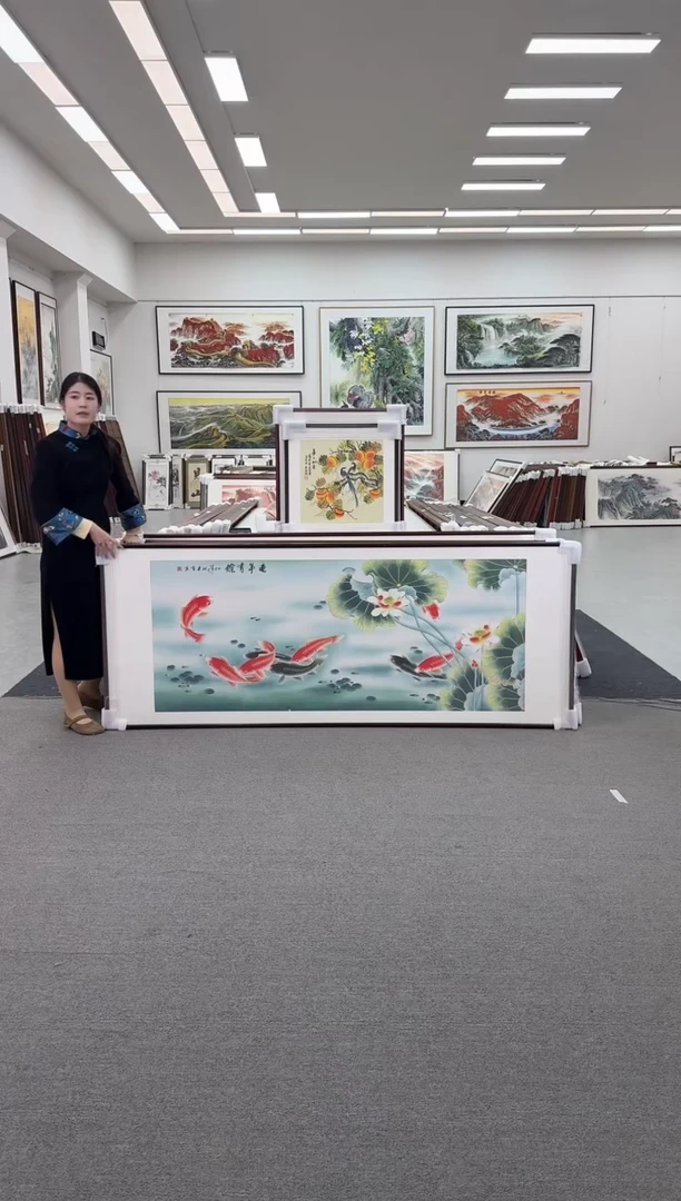国画手绘 219*88 连年有余
