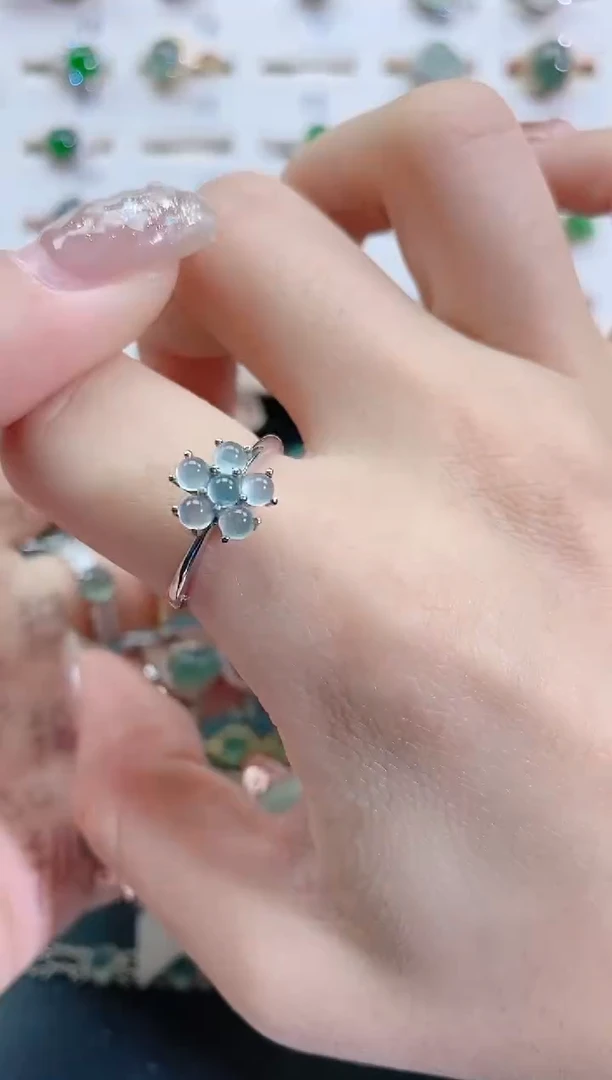 银S925镶嵌戒指翡翠天然翡翠