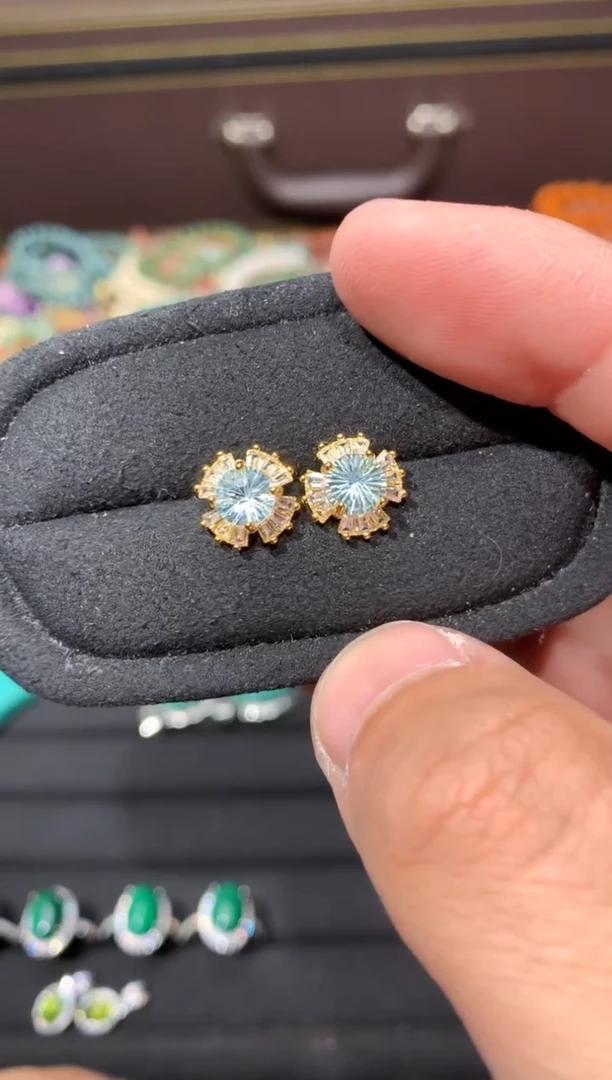 未镶嵌耳坠海蓝宝石P62【多样性发其一】