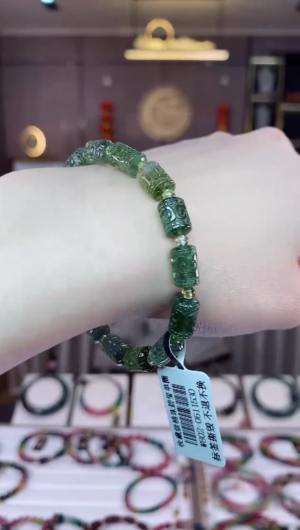 【闪购商品】碧玺桶珠单圈手串未镶嵌一物一证dan