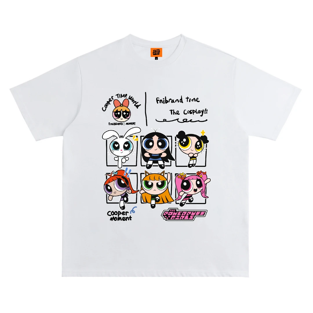 FNIFNI（飞天女警）男女同款t恤美式复古纯棉短袖上衣24潮新款