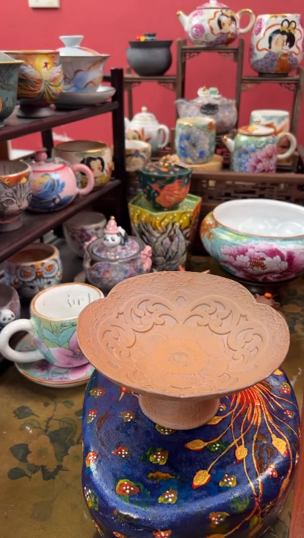 【闪购商品】素慕堂粗陶唐莲高足果盘