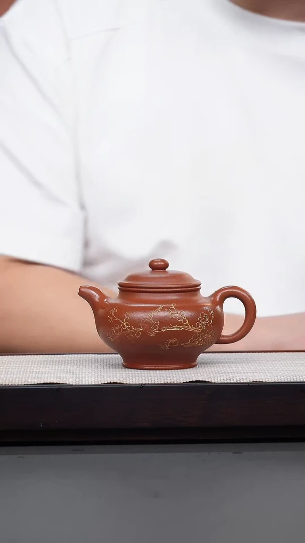 茶壶紫砂鹅黄朱泥刻绘掇只