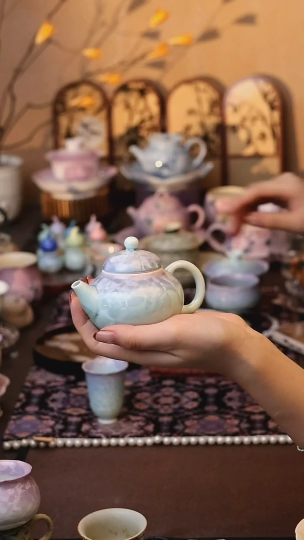 结晶釉紫青水瓶壶