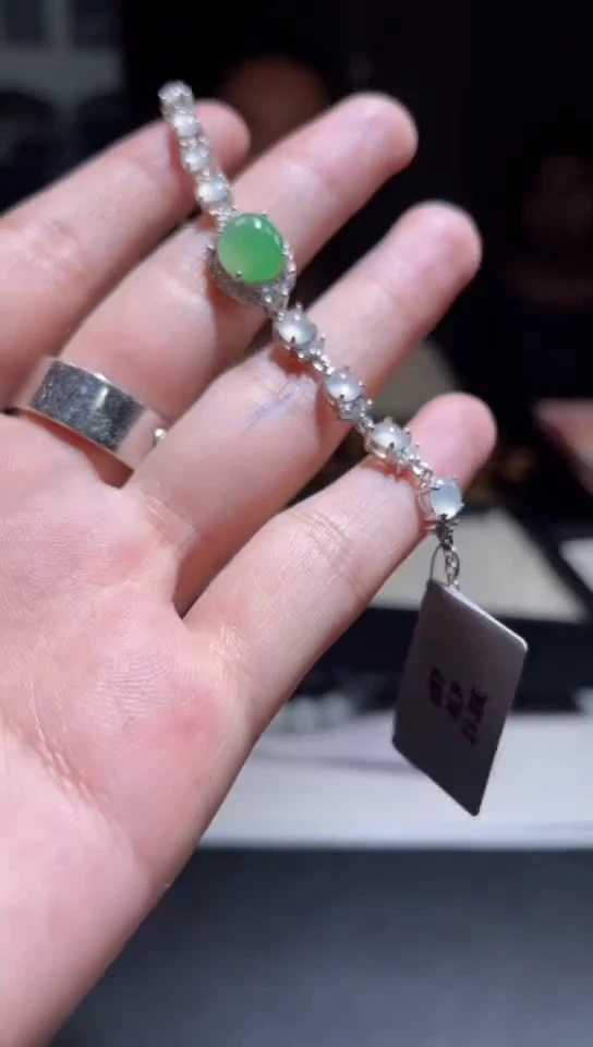 银S925镶嵌挂件翡翠翡翠A货