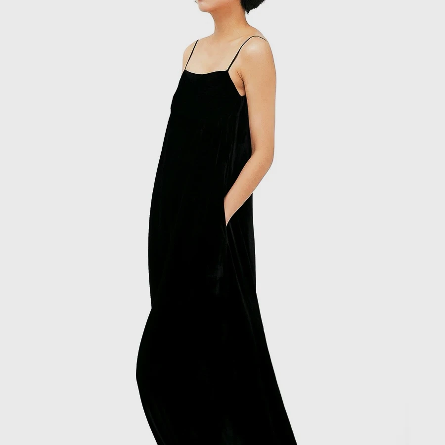 XAING【这个杀手不太冷】高级感拉满真丝绒连衣裙前后两穿LSLYQ4215