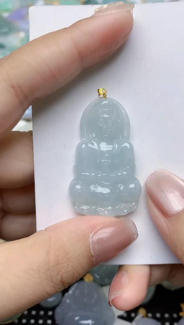 翡翠18K金镶嵌颈饰天然缅甸A货翡翠