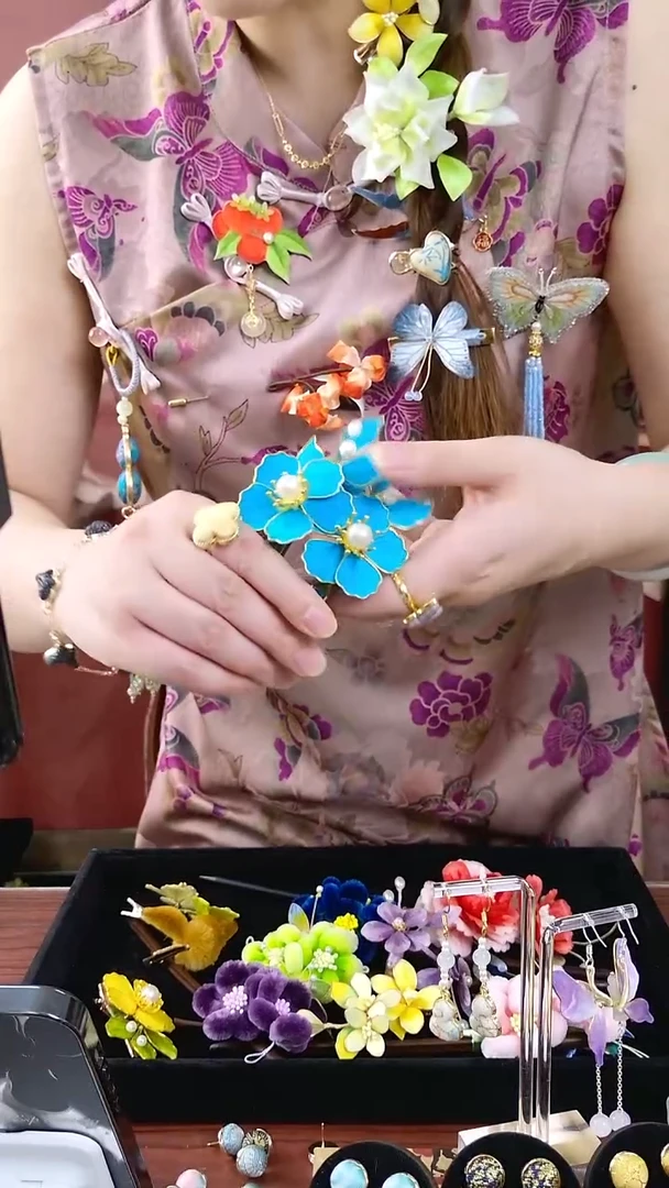 刺绣宋锦绒花002