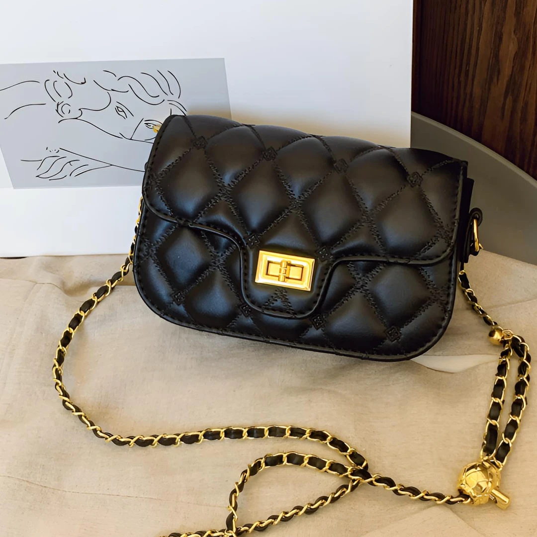 2025夏季新款女包高级感绣线菱格链条包时尚百搭单肩斜挎包小方包