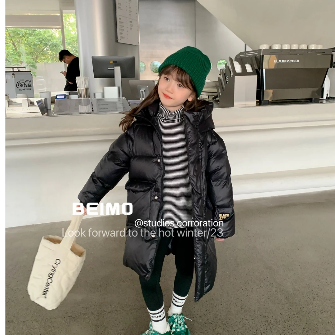 2024金中长加厚时尚东北一件过冬洋气连帽保暖男宝女宝羽绒服