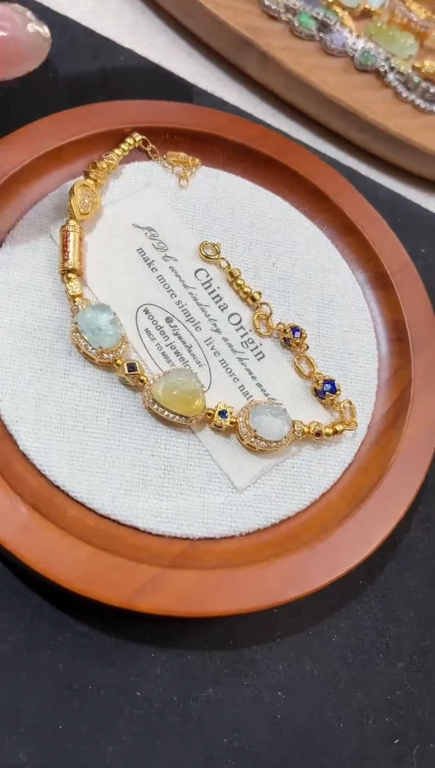 吊坠(不含链)银S925镶嵌翡翠手链