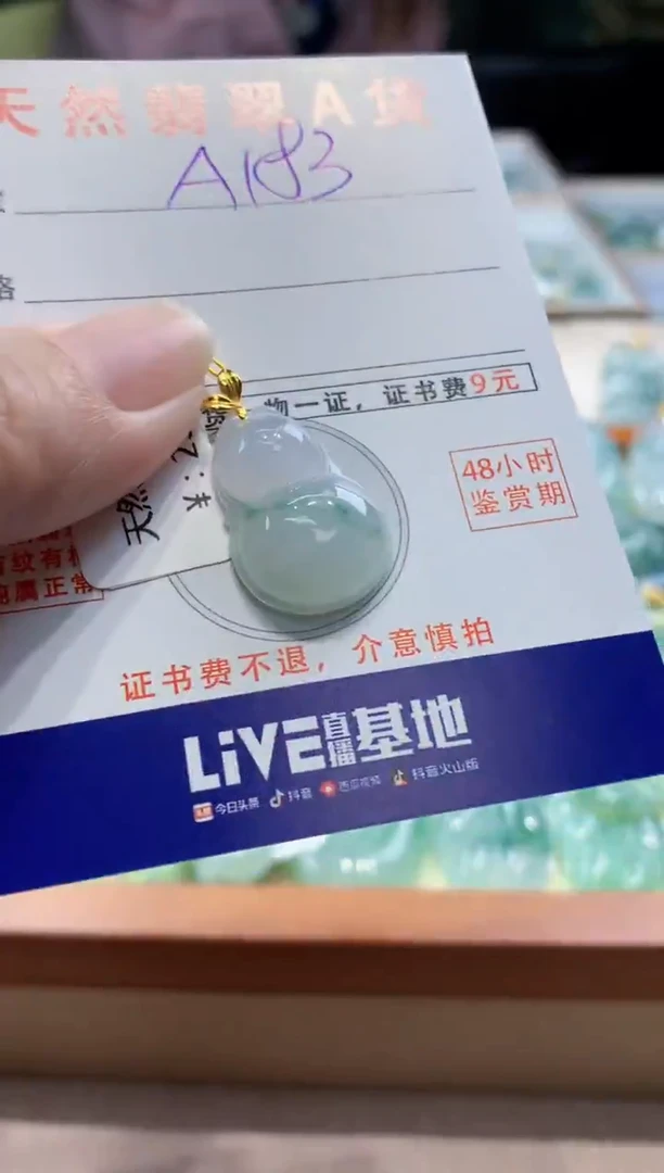 颈饰18K金镶嵌翡翠天然缅甸a货翡翠