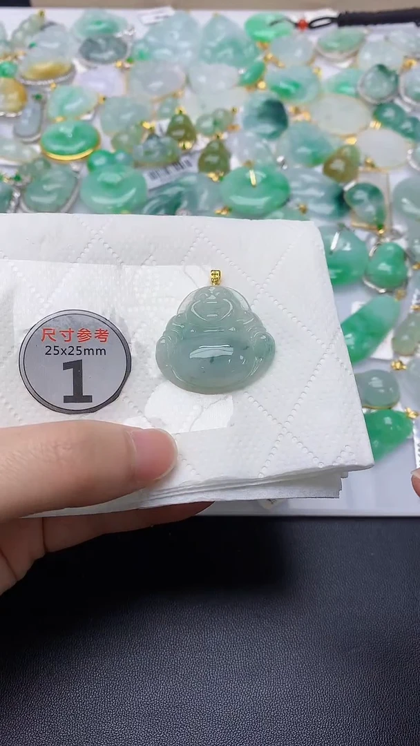 颈饰银S925镀金镶嵌翡翠 天然缅甸A货百元以上9元证书费自理
