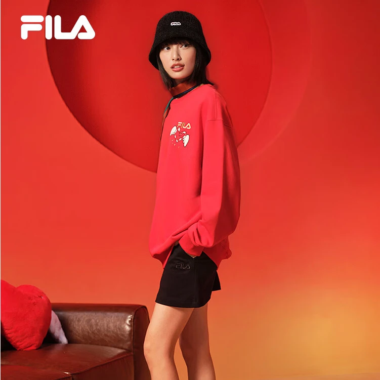 【情人节】斐乐情侣同款套头卫衣2025春季针织长袖上衣F11U519202F