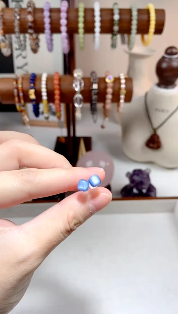 【闪购商品】紫晶耳饰银S925镶嵌蓝晶