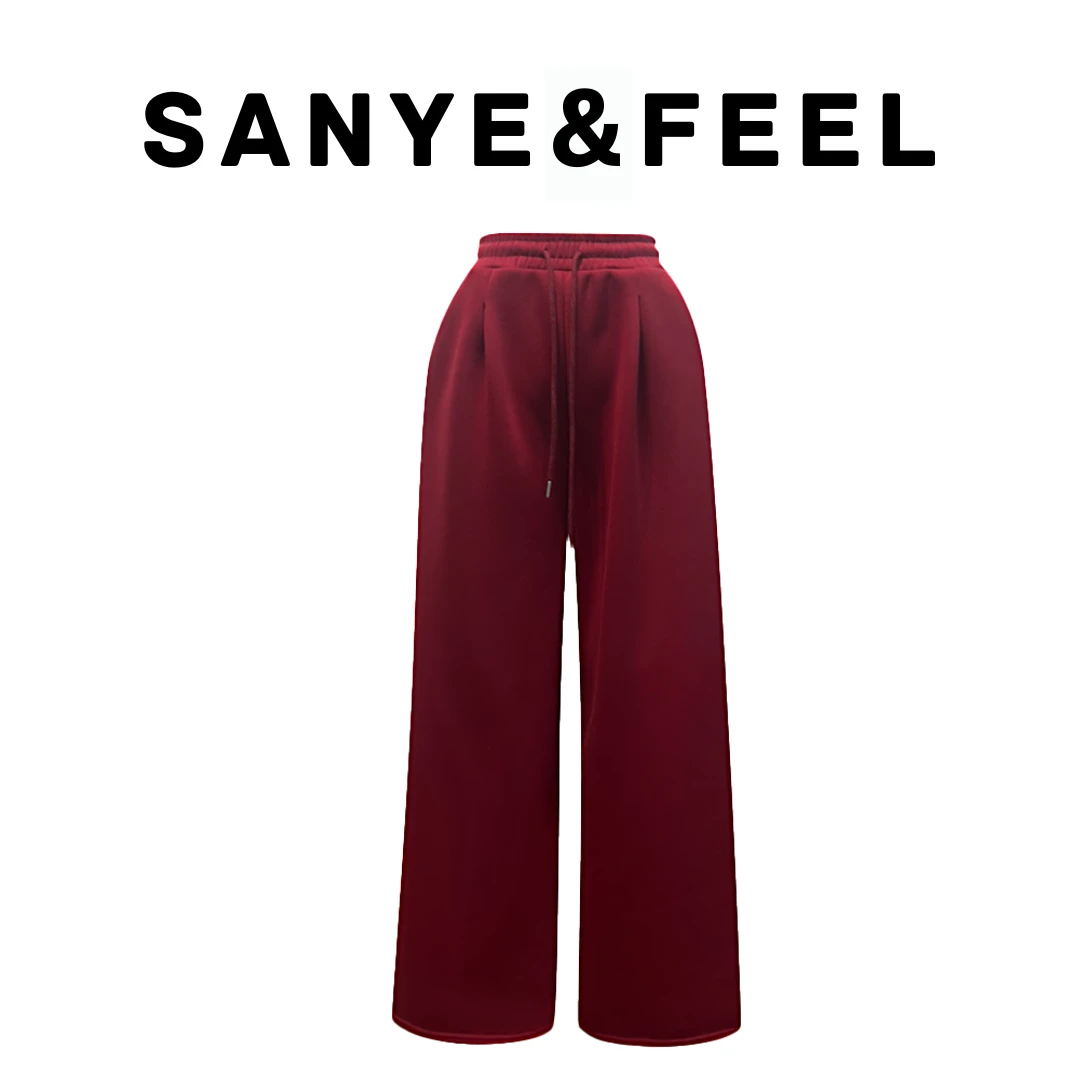 大妍的福利-【妍三也】63041秋冬新款加绒加厚阔腿休闲裤YX