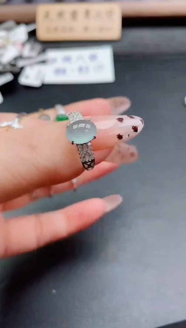 银S925镶嵌戒指翡翠1