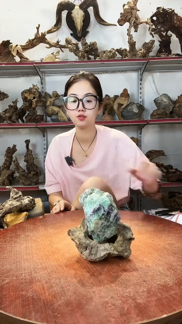 木飞**鱼黄荆随型风化镂空底座摆件无漆无蜡