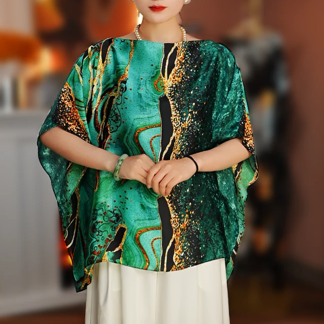 翡翠绿-韩版新款空调房外搭百变短款套头缎面披肩女