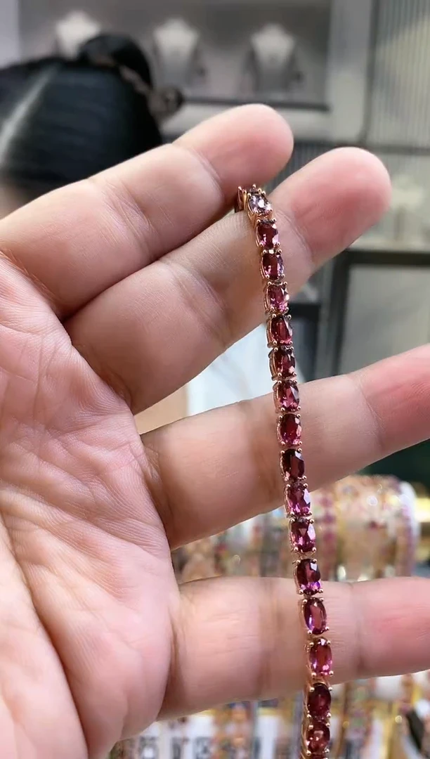 银S925镶嵌手链碧玺54345354345345354