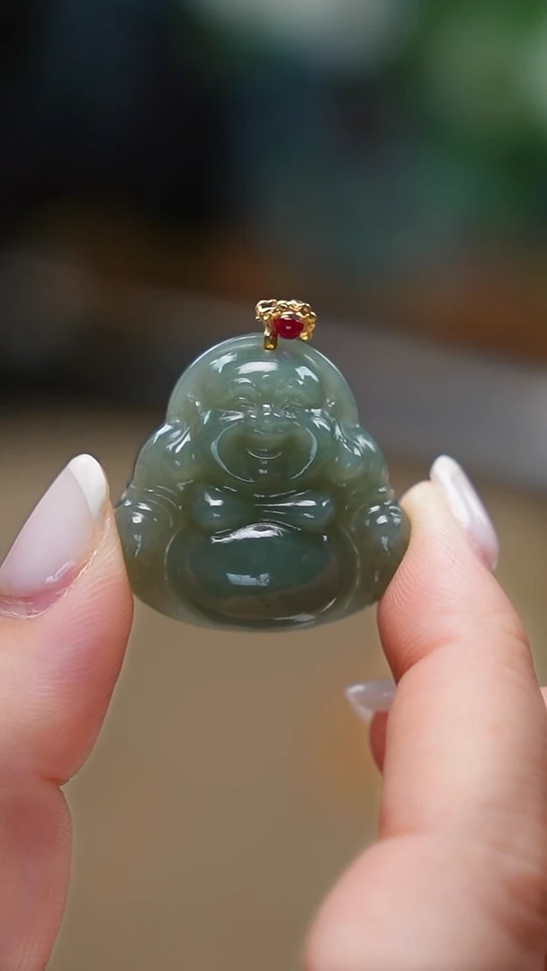 吊坠(不含链)18K金镶嵌和田玉佛公吊坠