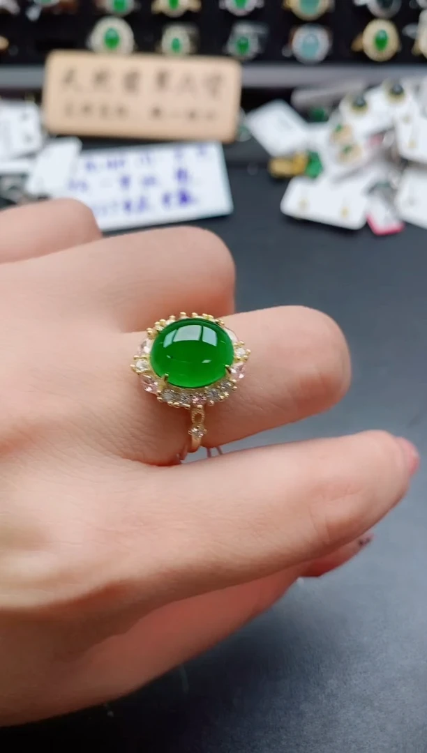银S925镶嵌戒指翡翠1