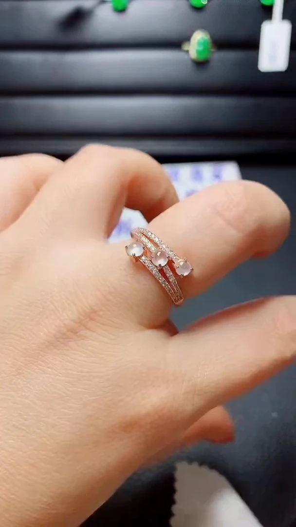 银S925镶嵌戒指翡翠天然翡翠A货s925银镶