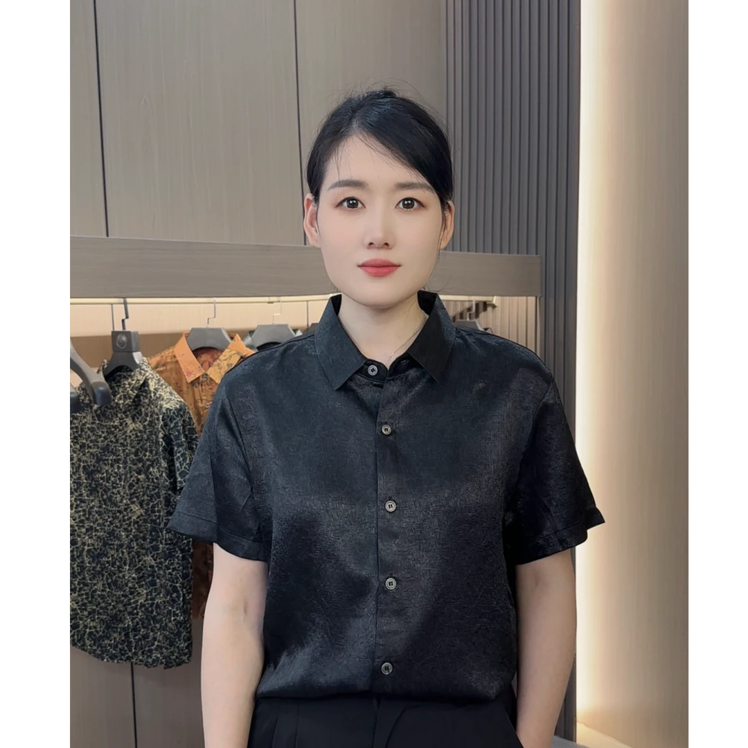 【桑蚕丝】升级版夏季真丝天然丝苏杭男士透气吸汗时尚高端印花衬衫