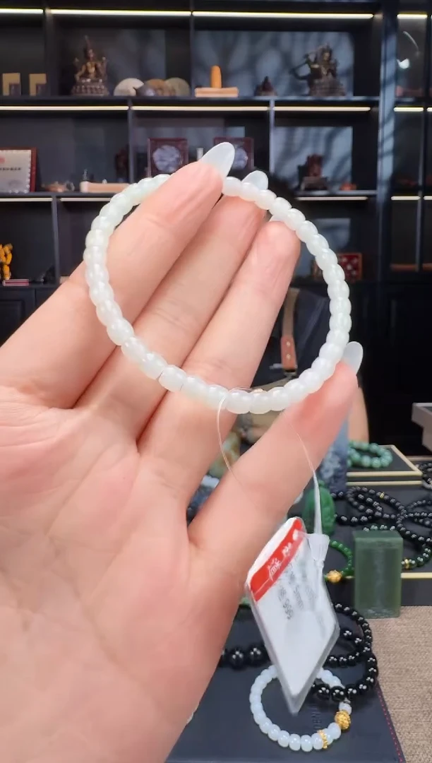 和田玉未镶嵌颈饰5mm米达极致手串