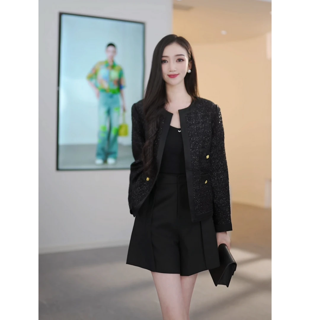 【周周专属】绵羊毛加醋酸金丝线小香风外套M421306600