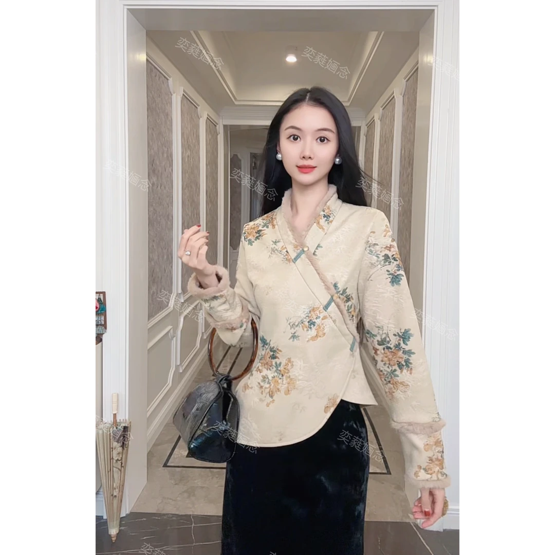 「奕念」《花赞》加绒加厚打底衣~棉感刺绣国风美学冬季高级定制款