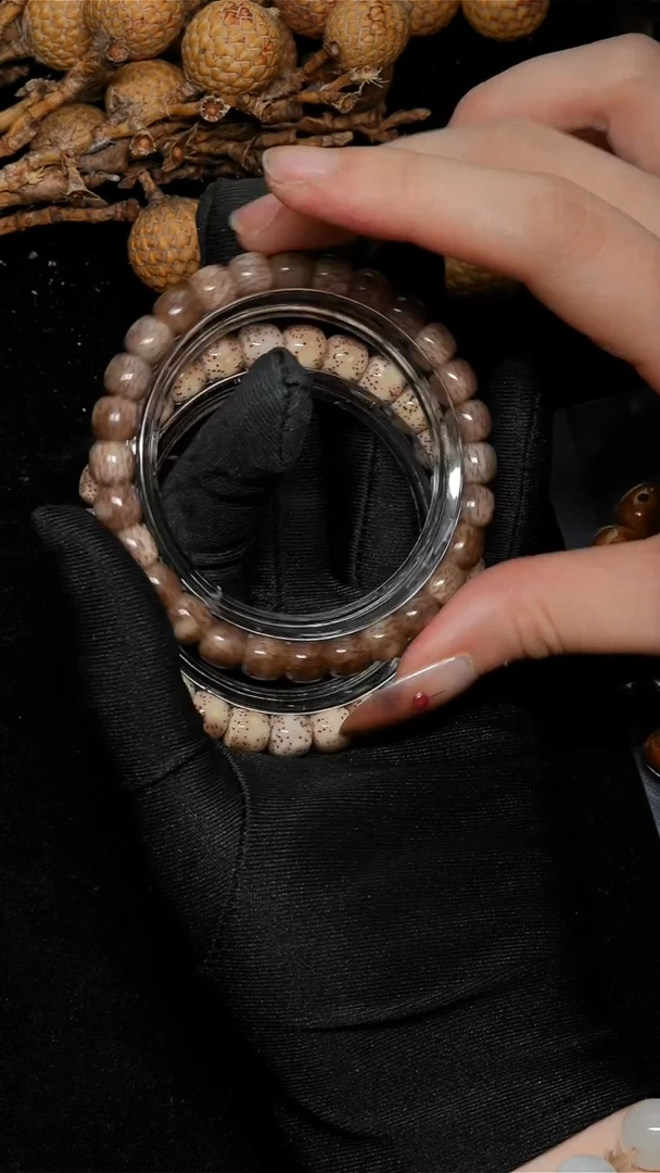 手串星月菩提8*7粉冰一线天-A82