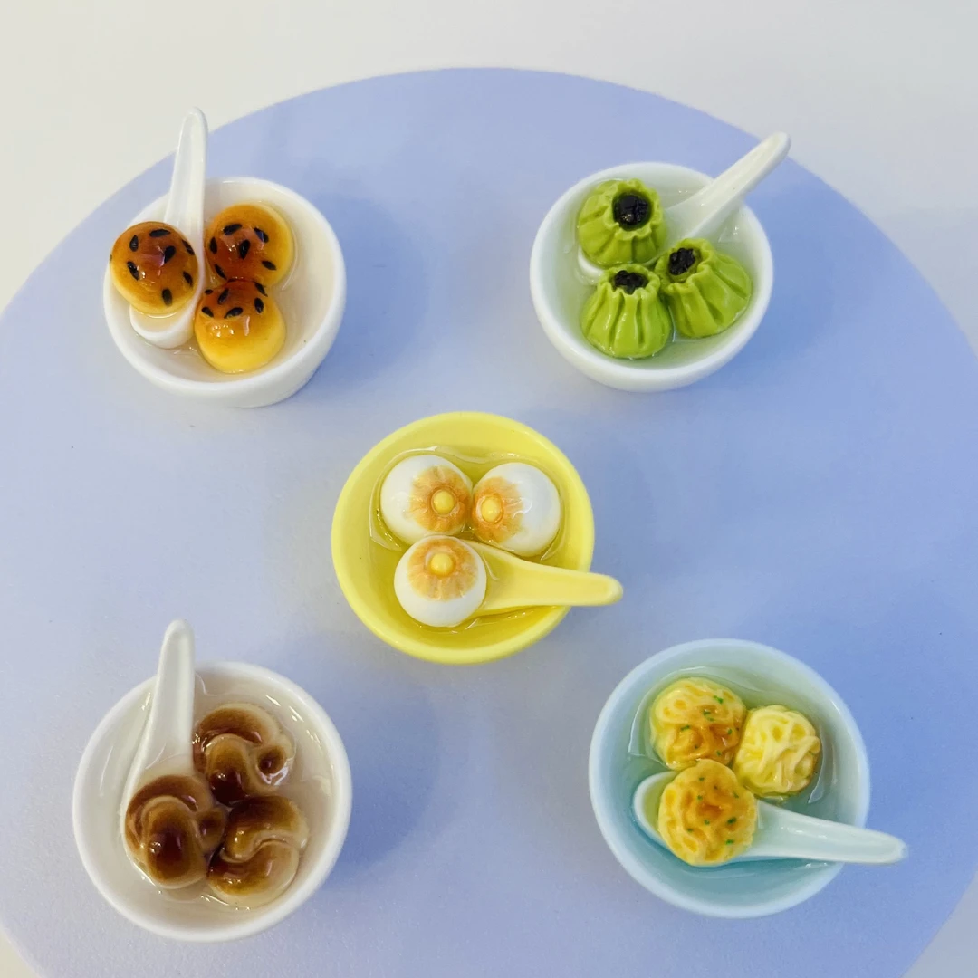 diy装饰品早餐糕点汤圆手机链挂件奶油胶树脂饰品配件小摆件