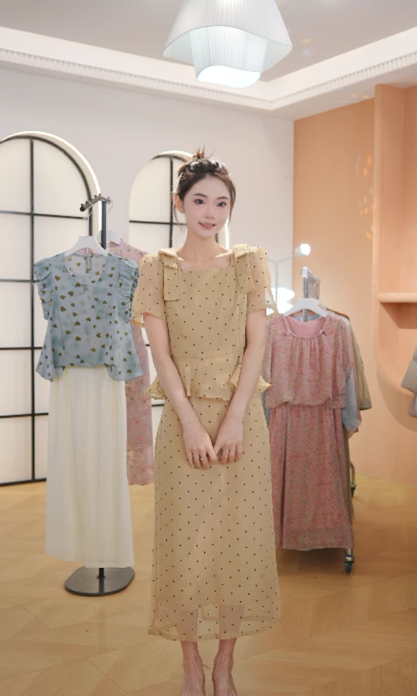 M1720 夏季25年新款高档洋气新中式收腰显瘦气质妈妈连衣裙女时尚