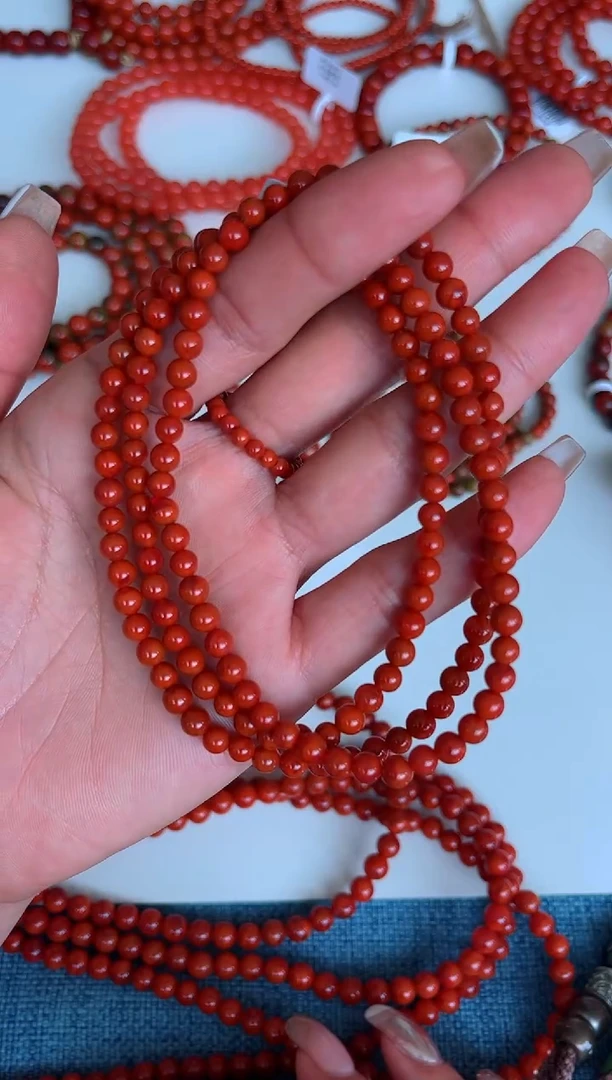 手串未镶嵌南红玛瑙4mm满色肉柿子锦多圈A29