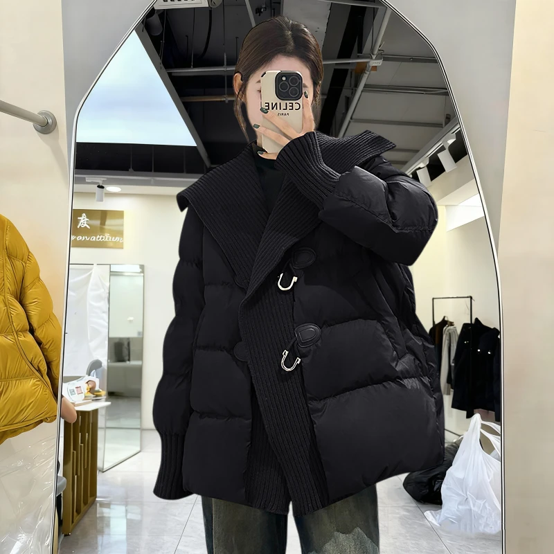 特大码300斤胖MM冬季新款韩版时尚棉服外套女中长款大翻领棉袄潮