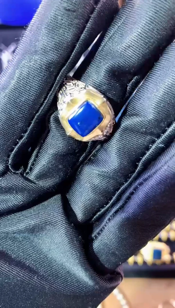 【闪购商品】琥珀珠宝奇石银S925镶嵌多米尼加非净水戒指