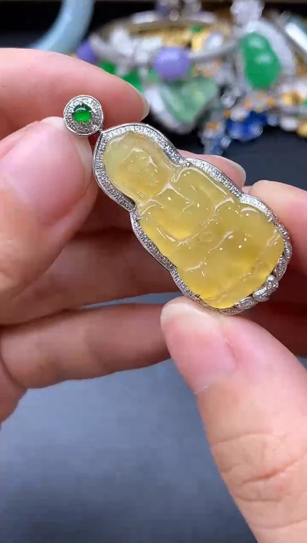 颈饰18K金镶嵌翡翠504-中国好珍宝