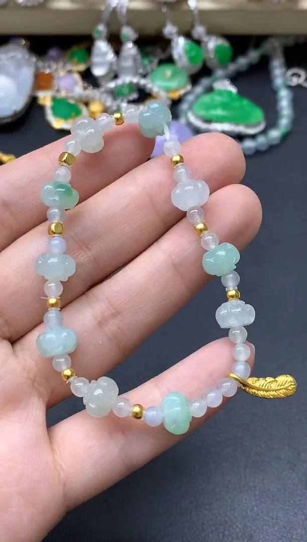 足金镶嵌手链翡翠100-中国好珍宝