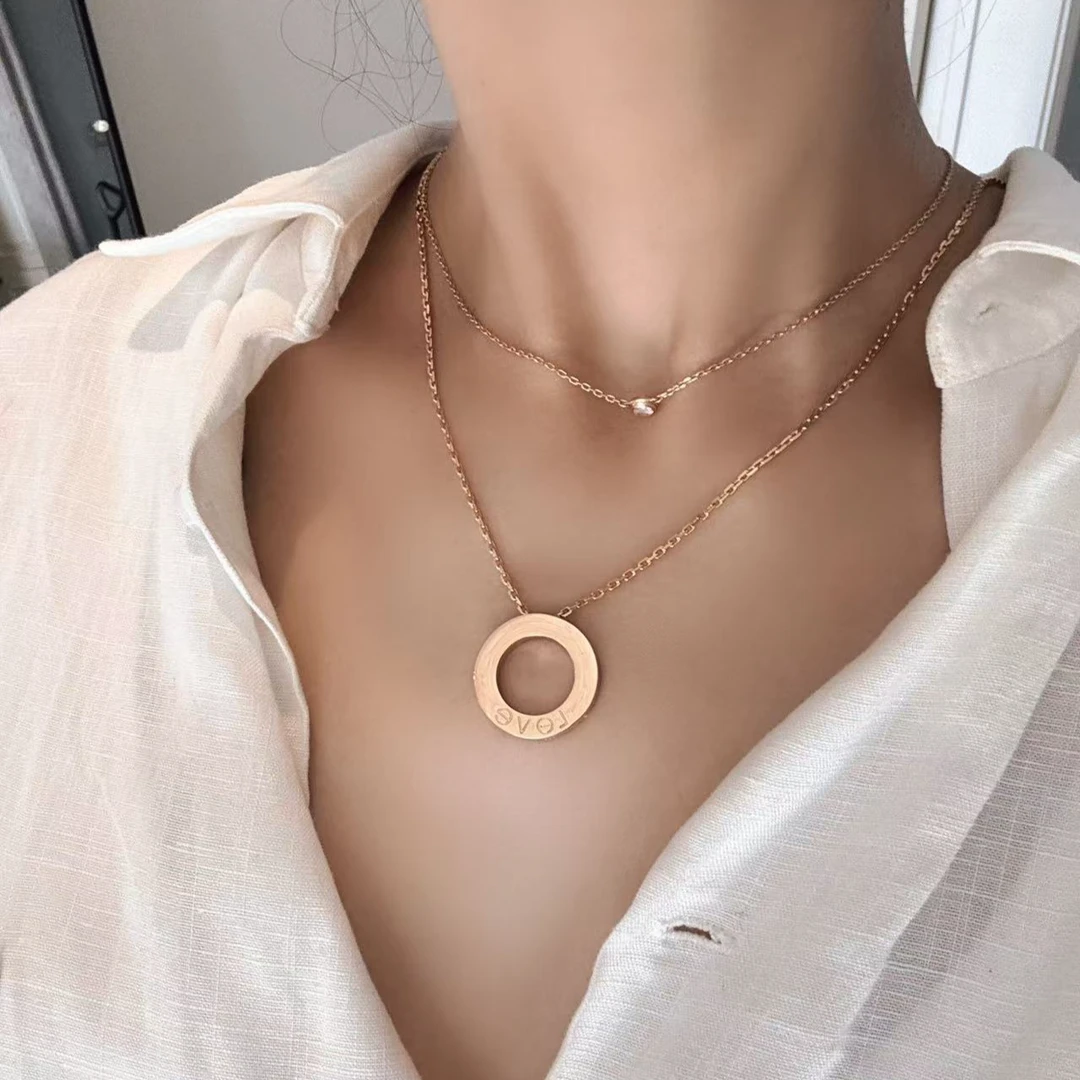 合金项链 合金奢华圆饼满钻重工项链气质时尚ins简约