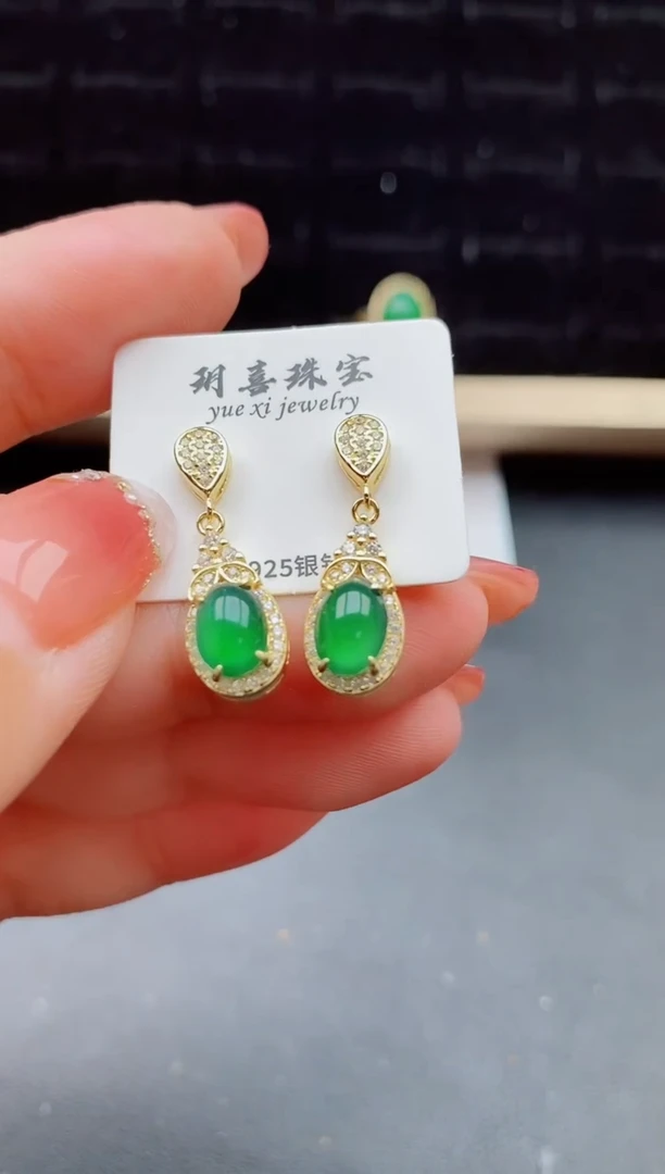 【闪购商品】翡翠耳饰银S925镶嵌11111111111111111