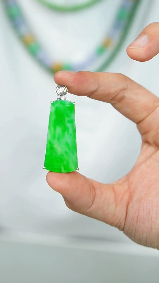 【闪购商品】翡翠颈饰18K金镶嵌58号-无事牌/G/3