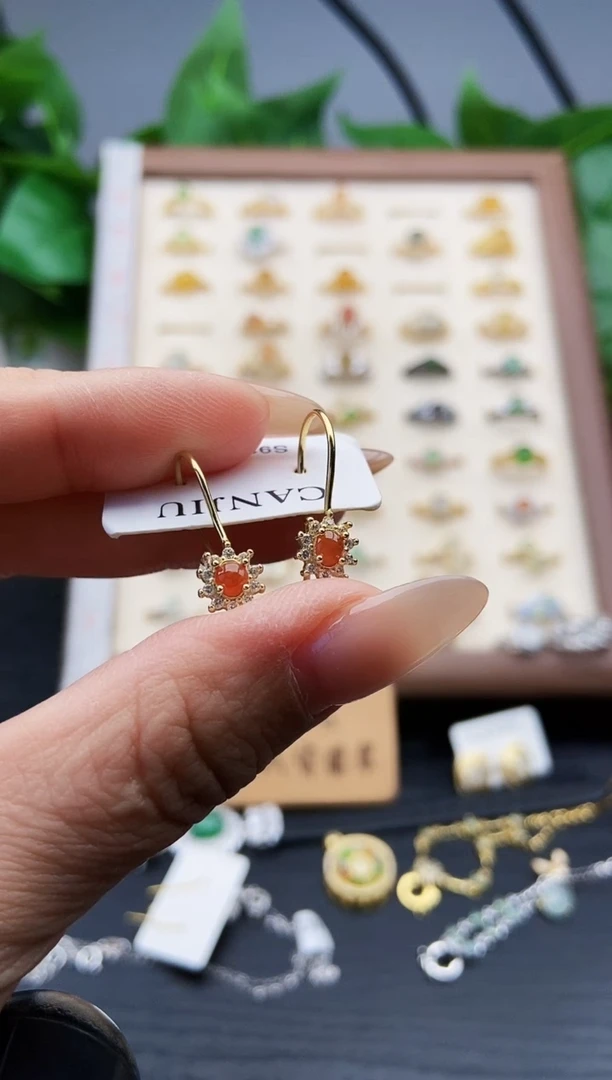 银S925镶嵌翡翠耳饰12