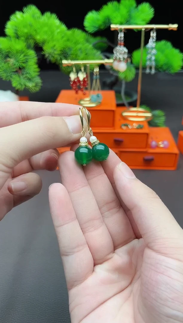 玛瑙/玉髓耳饰银S925镶嵌114000