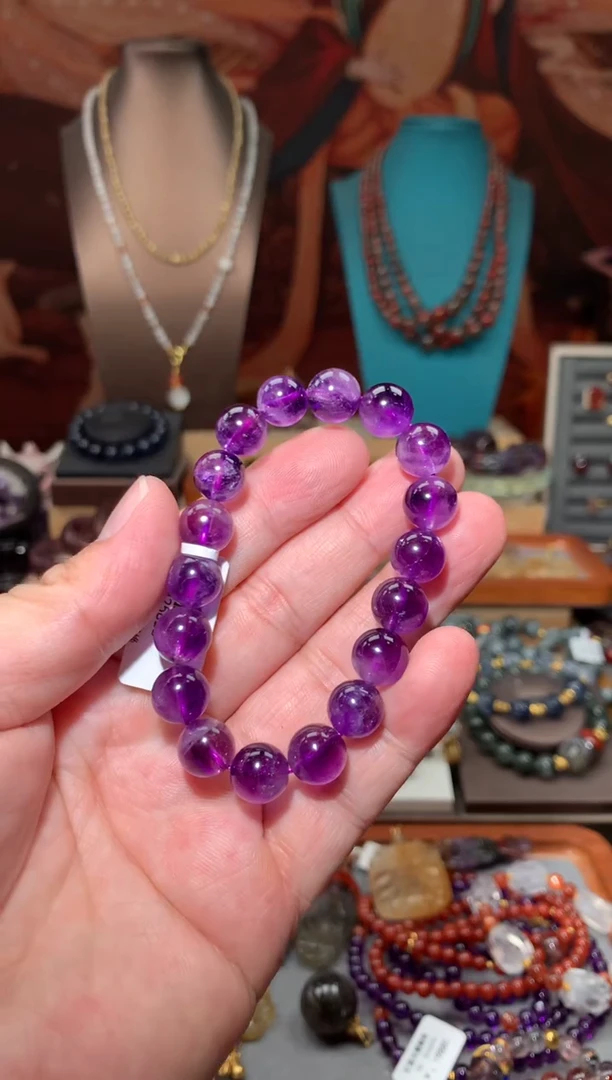 未镶嵌珠宝半成品水晶紫超七10mm+