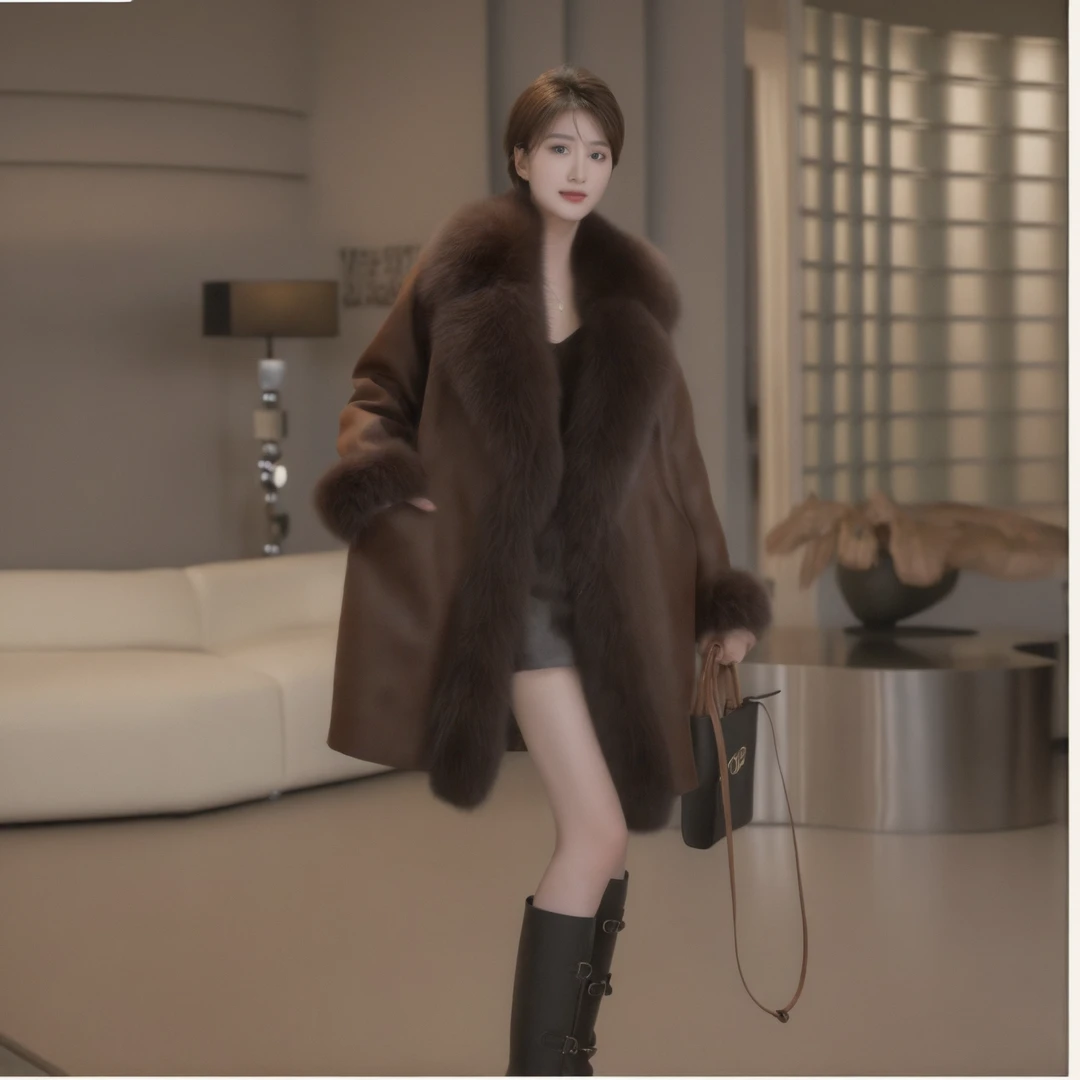 2025秋冬新款【羽绒内胆】麂皮绒中长款女毛毛皮草派克服羽绒服外套