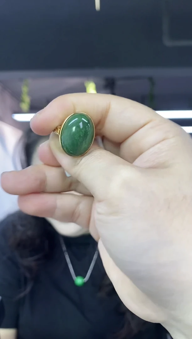 银S925镶嵌戒指和田玉多样性发其一颜色微差