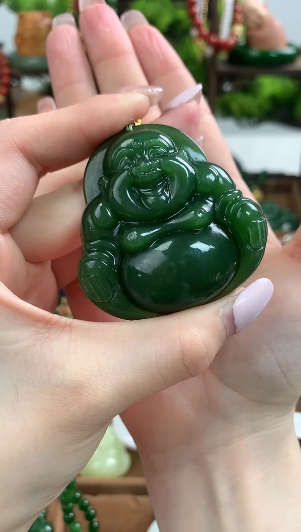 【闪购商品】和田玉颈饰18K金镶嵌吊坠50mm