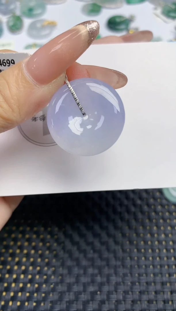 颈饰18K金镶嵌翡翠天然缅甸A货翡翠百元以上9元证书费自理