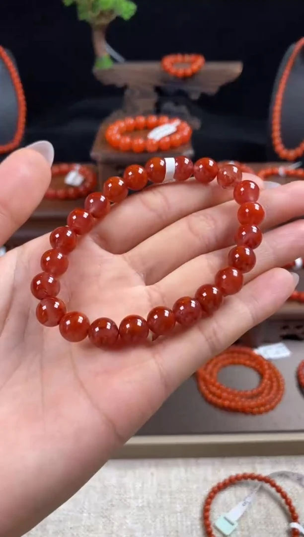 【闪购商品】南红玛瑙手串未镶嵌火焰纹8mm+